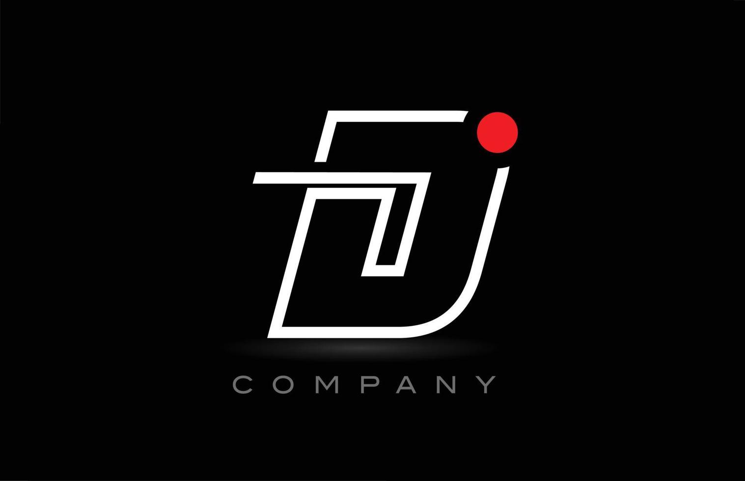 rosso punto d alfabeto lettera logo icona design su nero sfondo. creativo modello per attività commerciale e azienda vettore