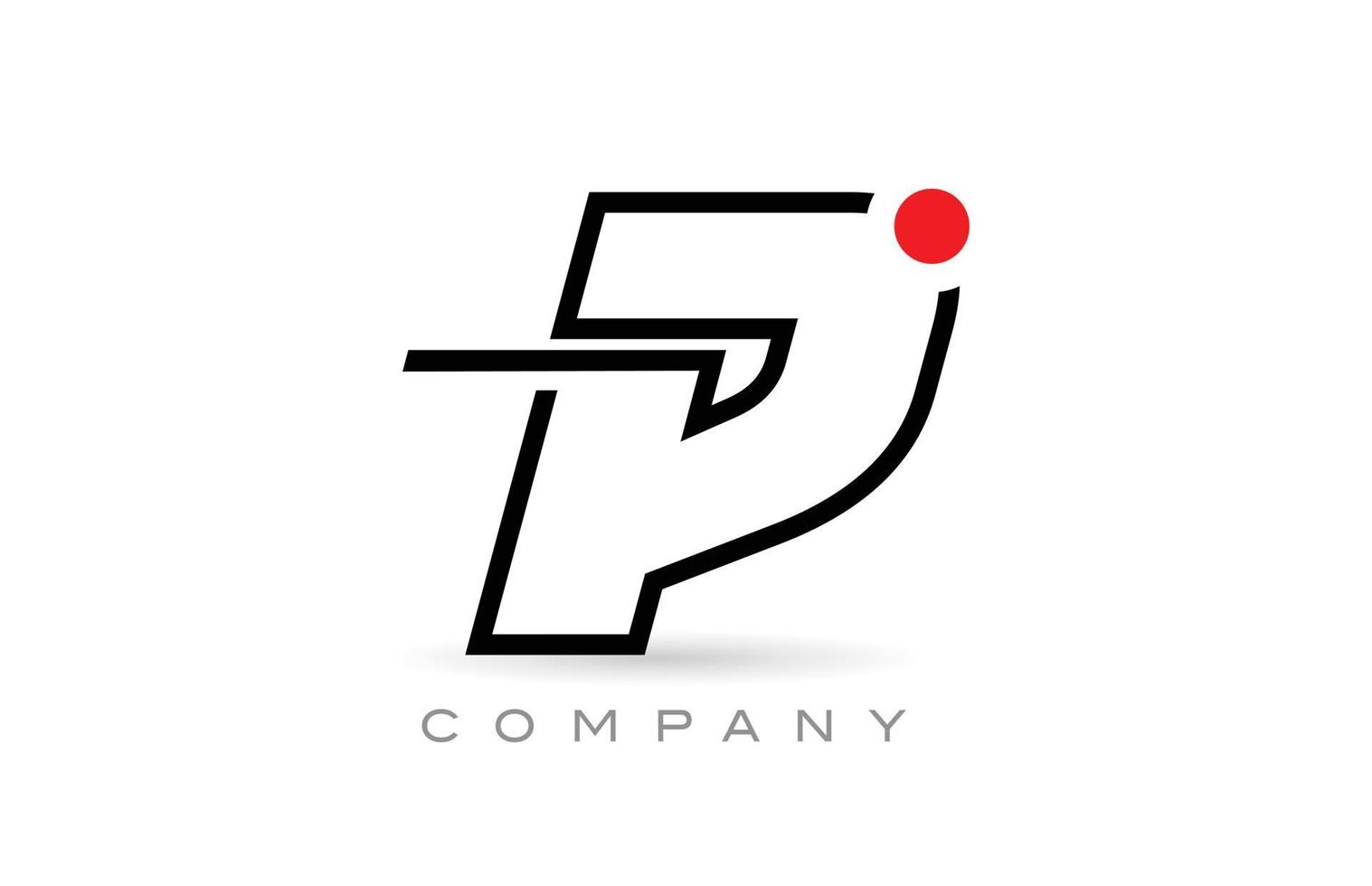 semplice p alfabeto lettera logo icona design con linea e rosso punto. creativo modello per azienda e attività commerciale vettore
