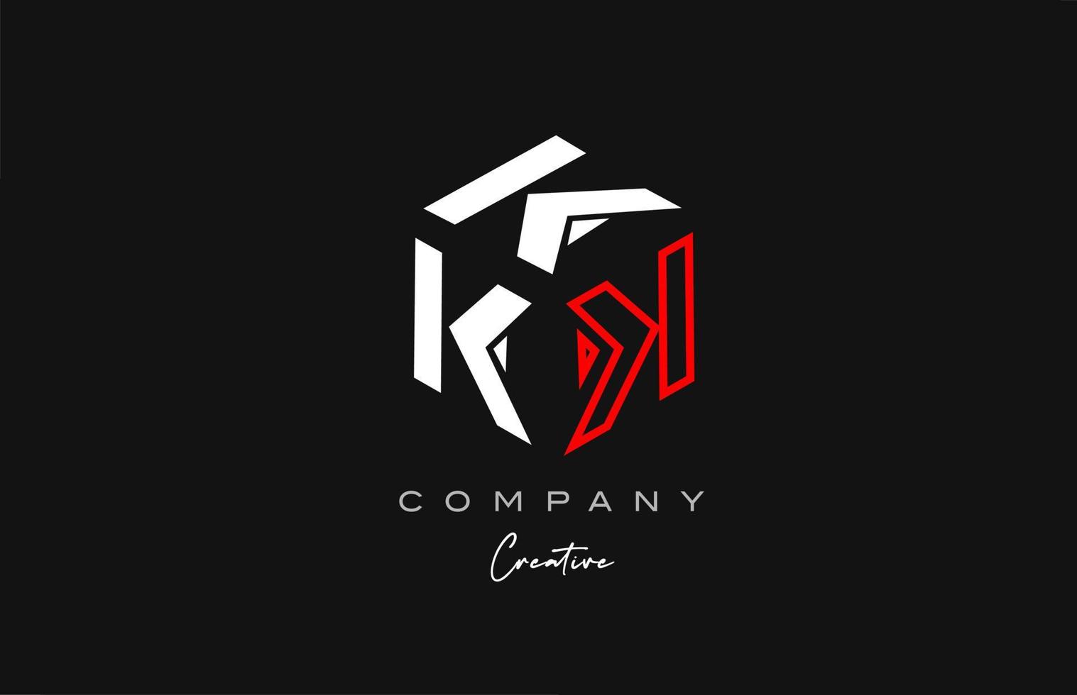 K rosso linea tre lettera cubo alfabeto lettera logo icona design. creativo modello per attività commerciale e azienda vettore