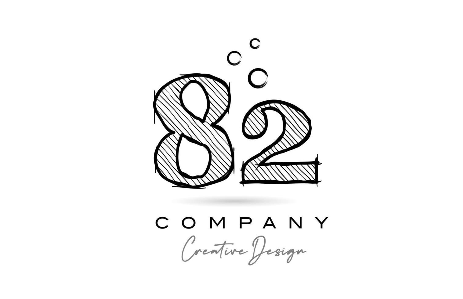mano disegno numero 82 logo icona design per azienda modello. creativo logotipo nel matita stile vettore