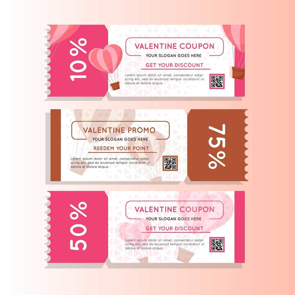 promo di coupon di marketing di San Valentino vettore