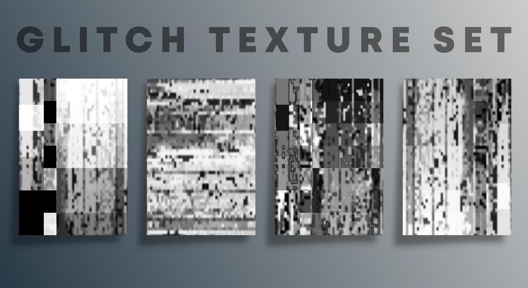 set di modello di texture glitch per banner, flyer, poster, brochure di copertina e altri sfondi. illustrazione vettoriale