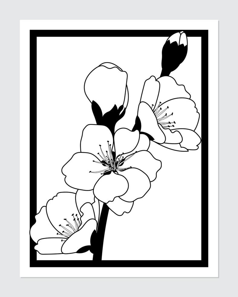 saluto carta design modello con un' ciliegia fiorire ramo. vettore illustrazione