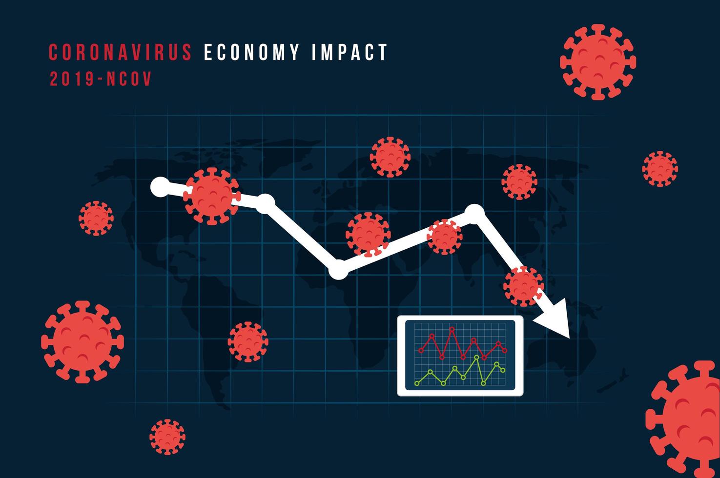 infografica dell'impatto sull'economia di covid 19 vettore