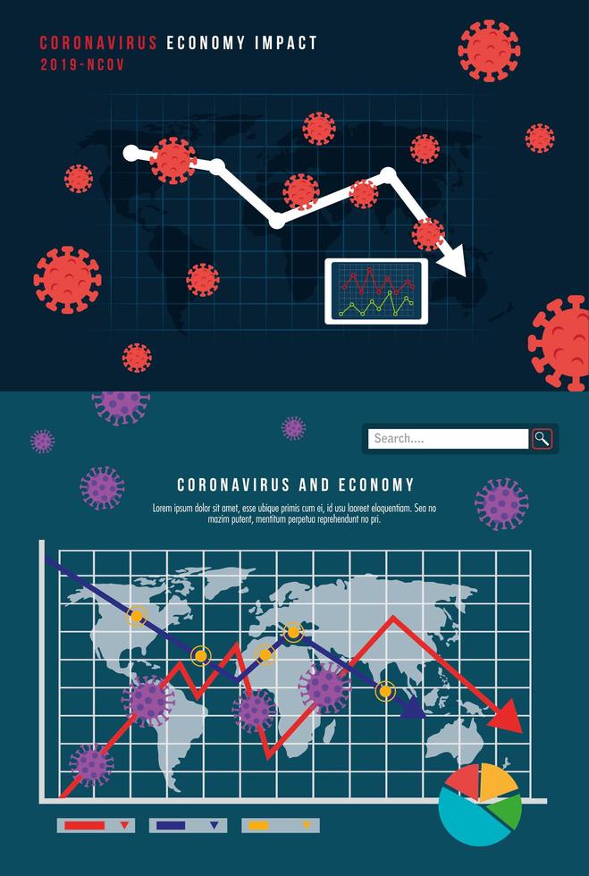 infografica dell'impatto sull'economia di covid 19 vettore