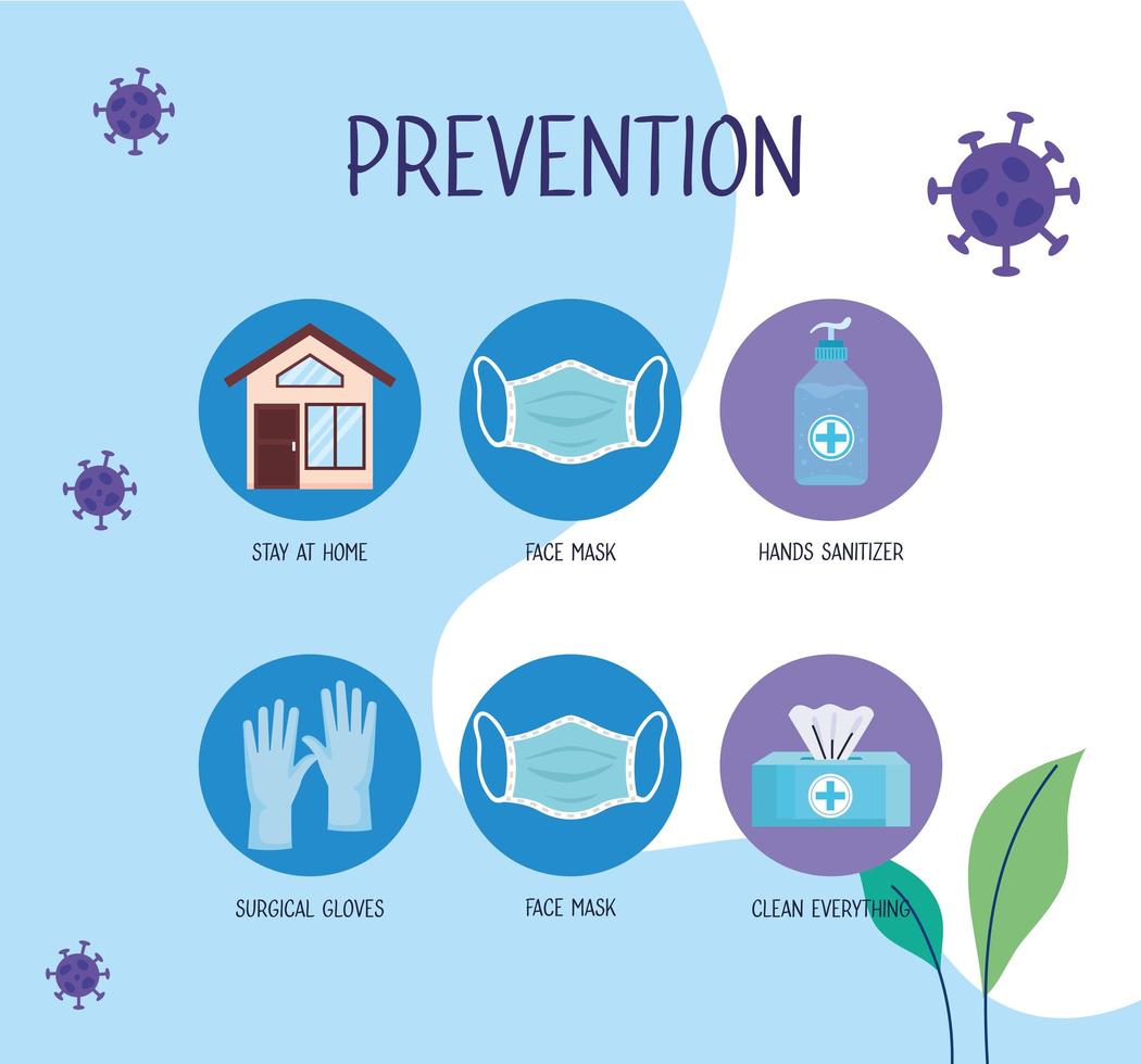 covid19 infografica sulla pandemia con metodi di prevenzione vettore