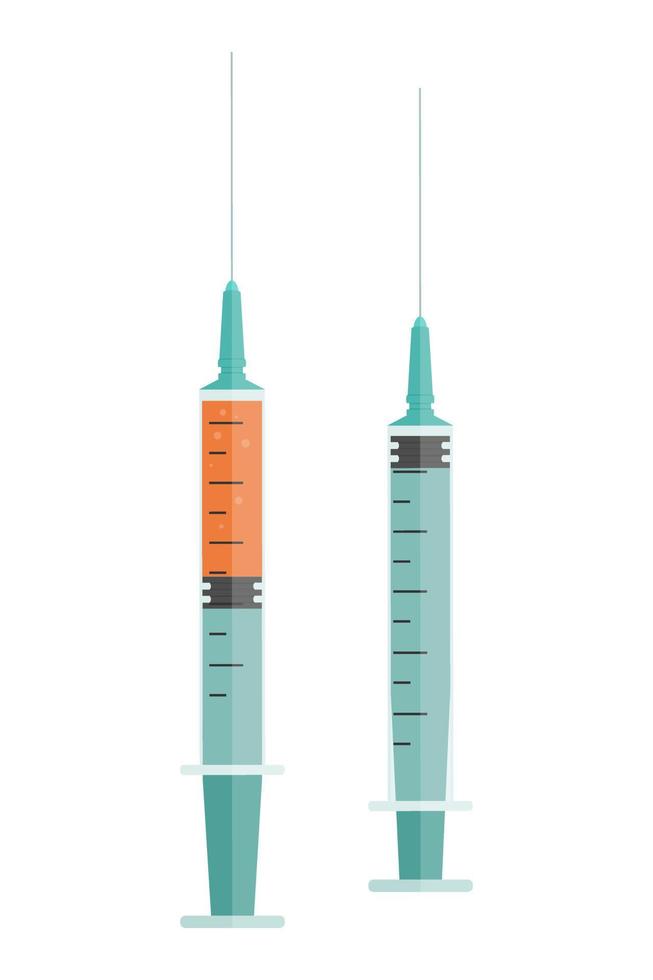 per vaccino, iniezione, medico uso, pieno e vuoto siringa. isolato vettore illustrazione