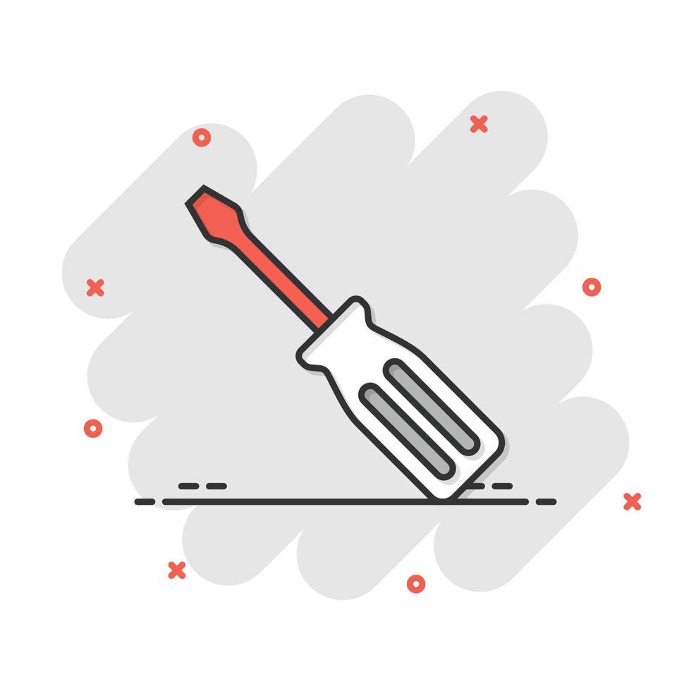 Cacciavite icona nel piatto stile. chiave chiave vettore illustrazione su bianca isolato sfondo. riparazione attrezzatura attività commerciale concetto.