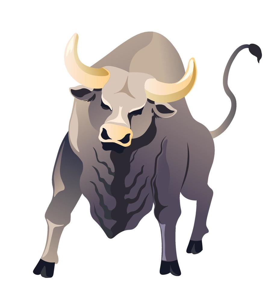 arrabbiato Toro davanti Visualizza, bufalo selvaggio animale vettore