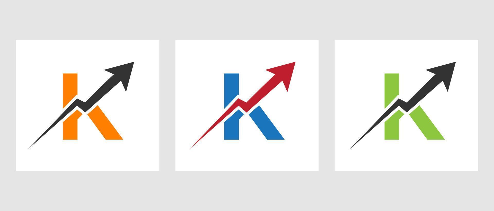 lettera K finanza logo concetto con crescita freccia simbolo vettore