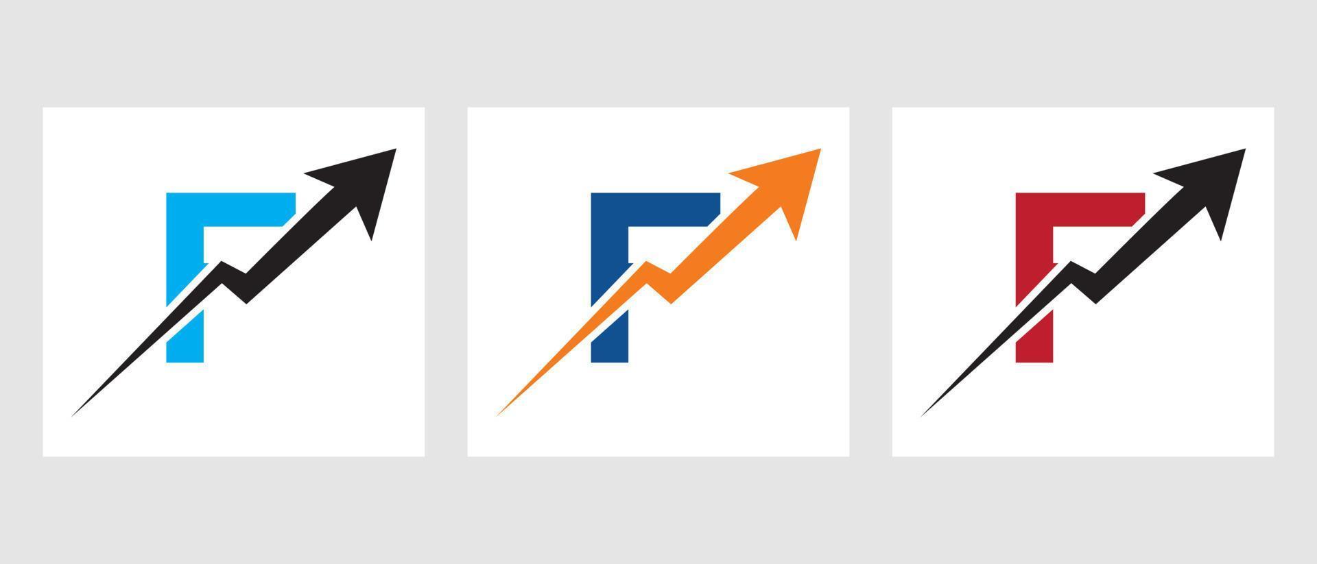 lettera f finanza logo concetto con crescita freccia simbolo vettore