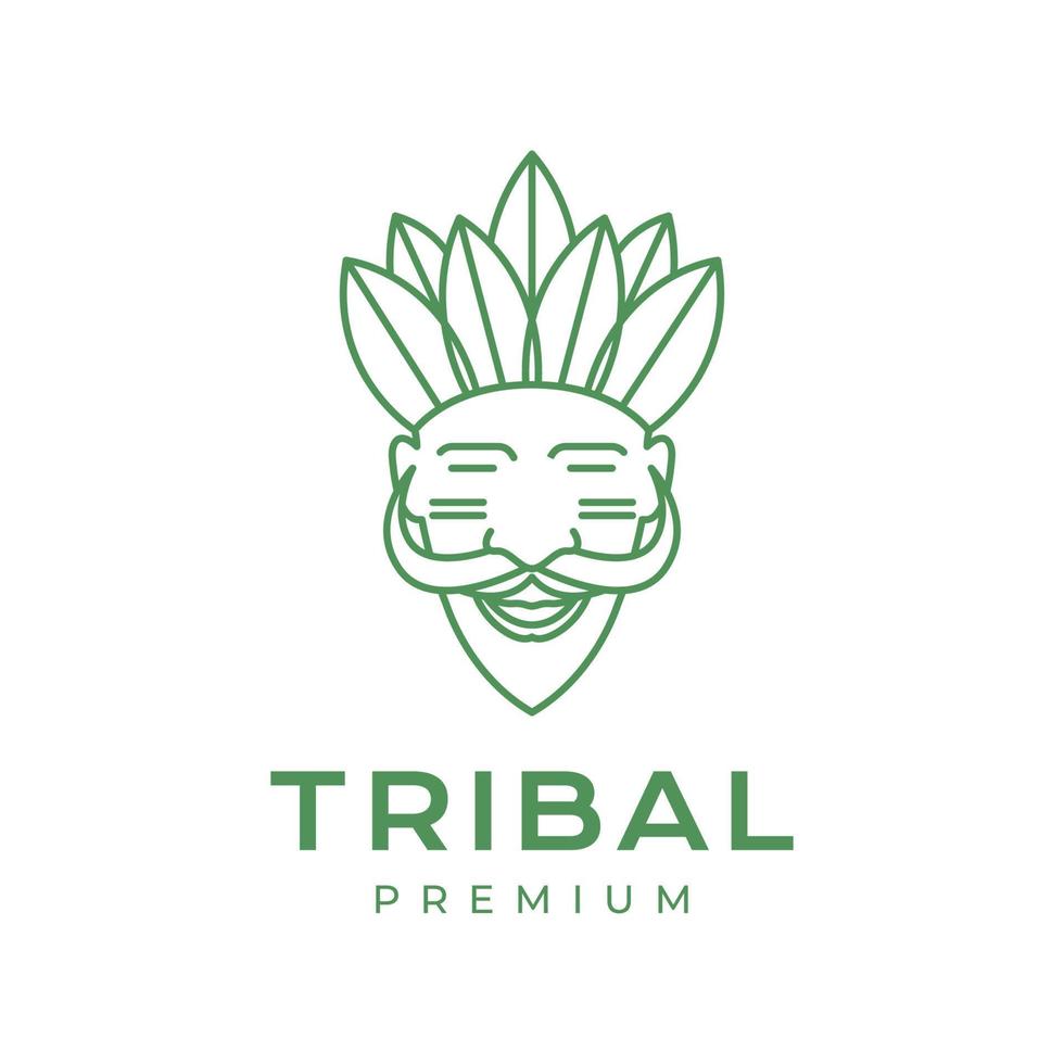 vecchio tipo tribali cultura viso le foglie copricapo Sorridi logo design vettore icona illustrazione modello