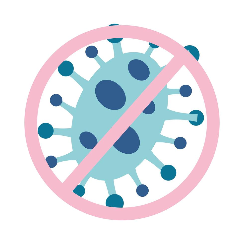 fermare l'icona isolata di particelle pandemiche covid19 vettore