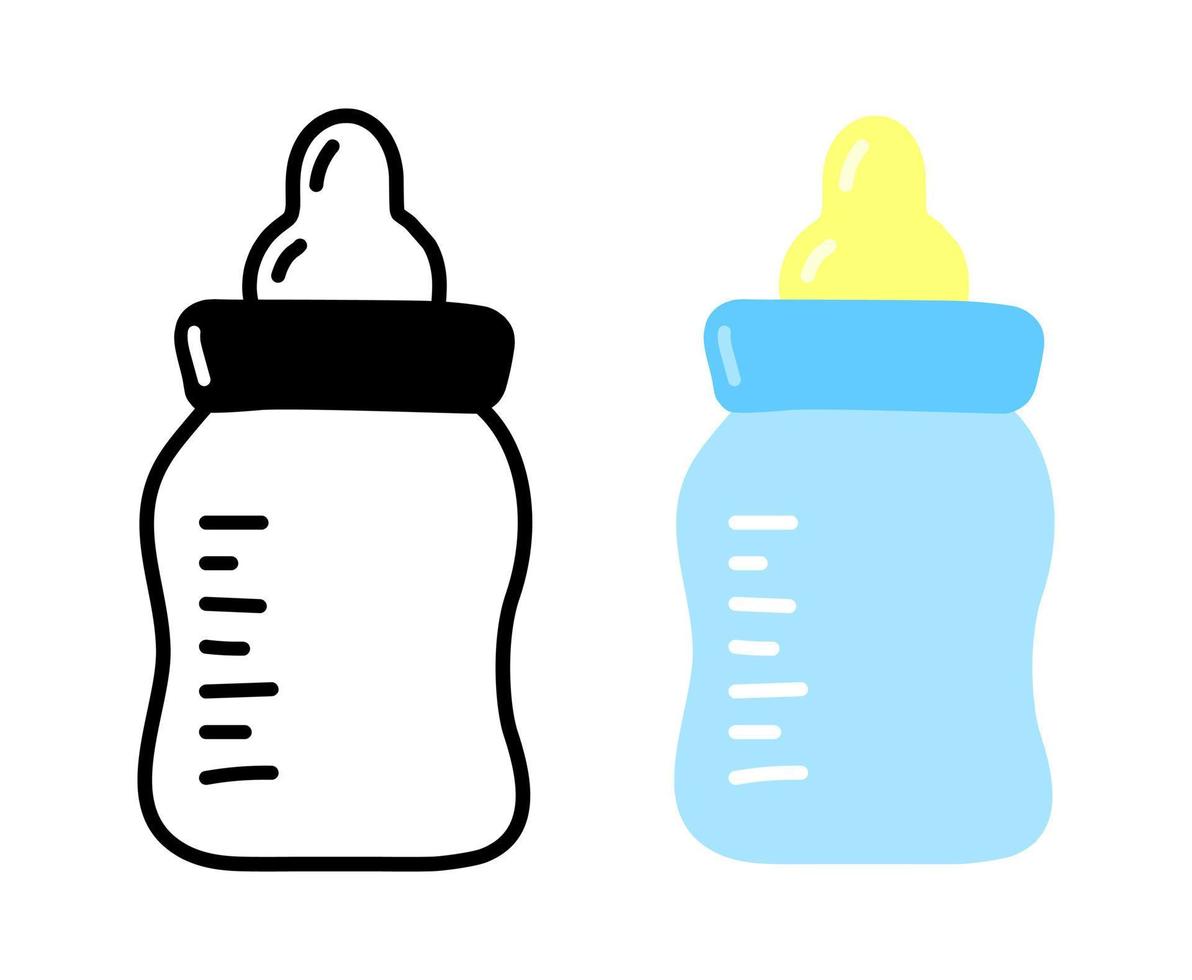 bambino bottiglia icona vettore impostare. cartone animato e schema logo design elemento.