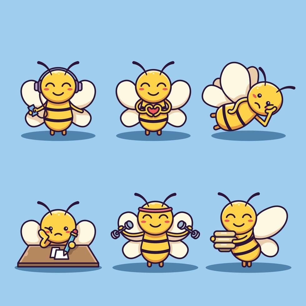 carino ape portafortuna impostato cartone animato icona illustrazione vettore