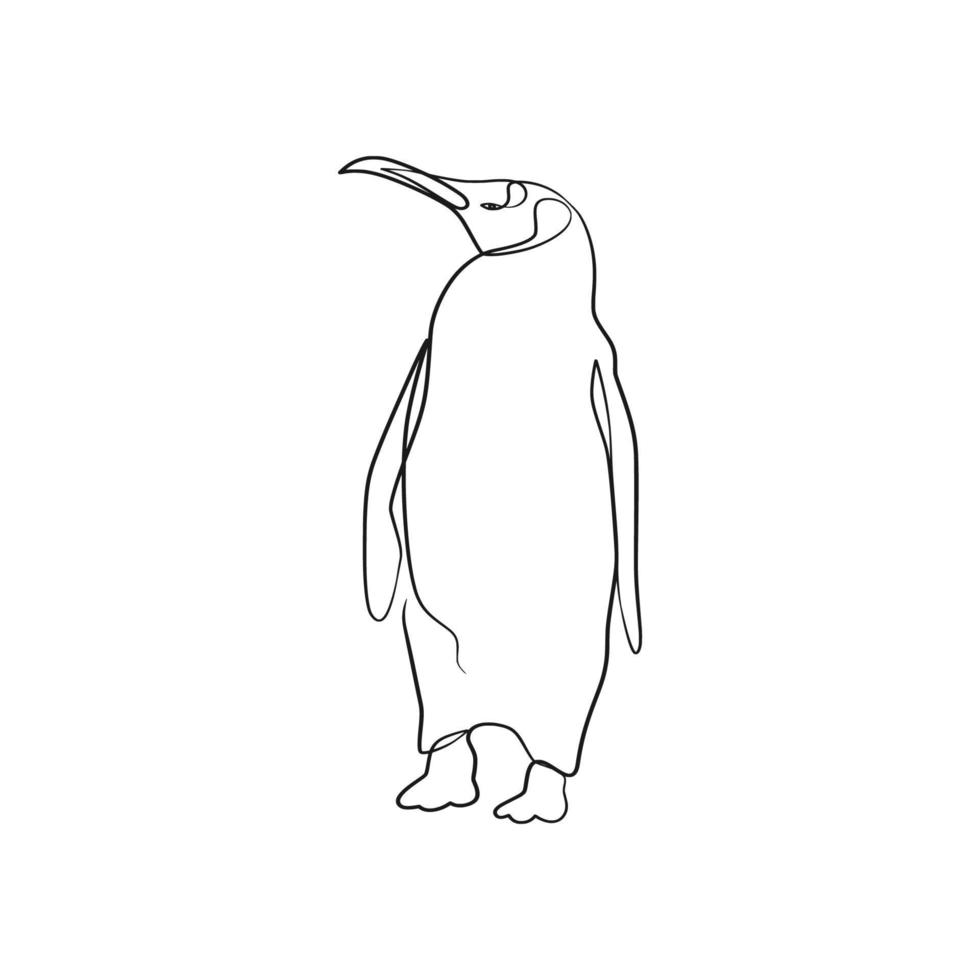 pinguino continuo uno linea arte disegno vettore