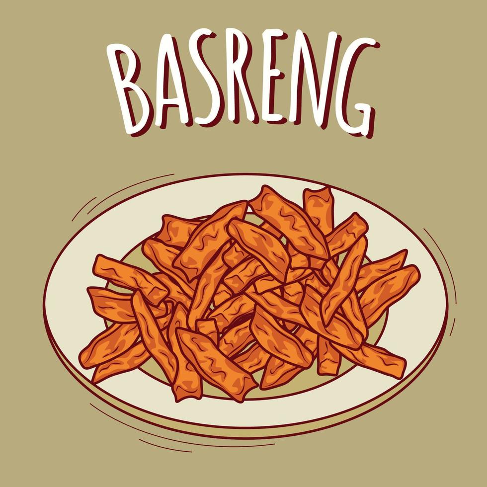 basreng illustrazione indonesiano cibo con cartone animato stile vettore