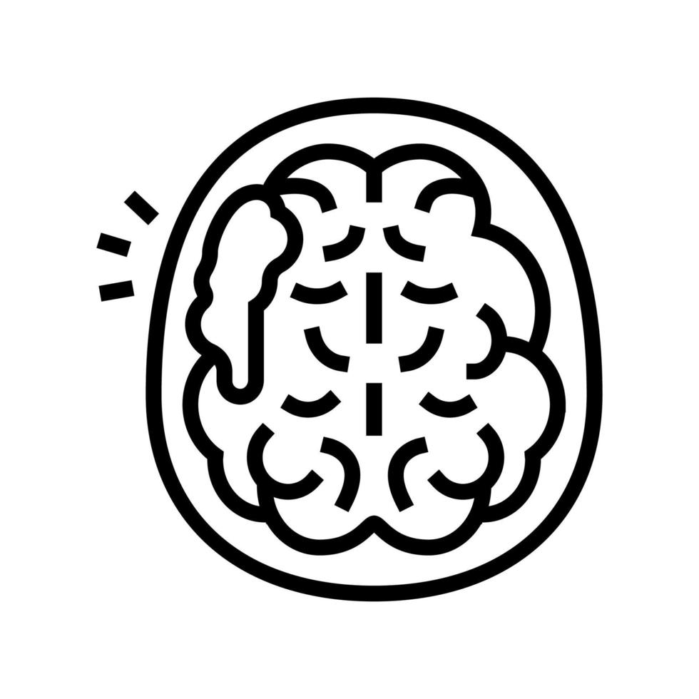 cervello ictus linea icona vettore illustrazione