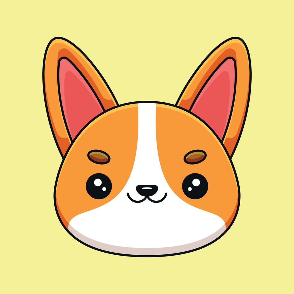 carino corgi testa cartone animato portafortuna scarabocchio arte mano disegnato schema concetto vettore kawaii icona illustrazione