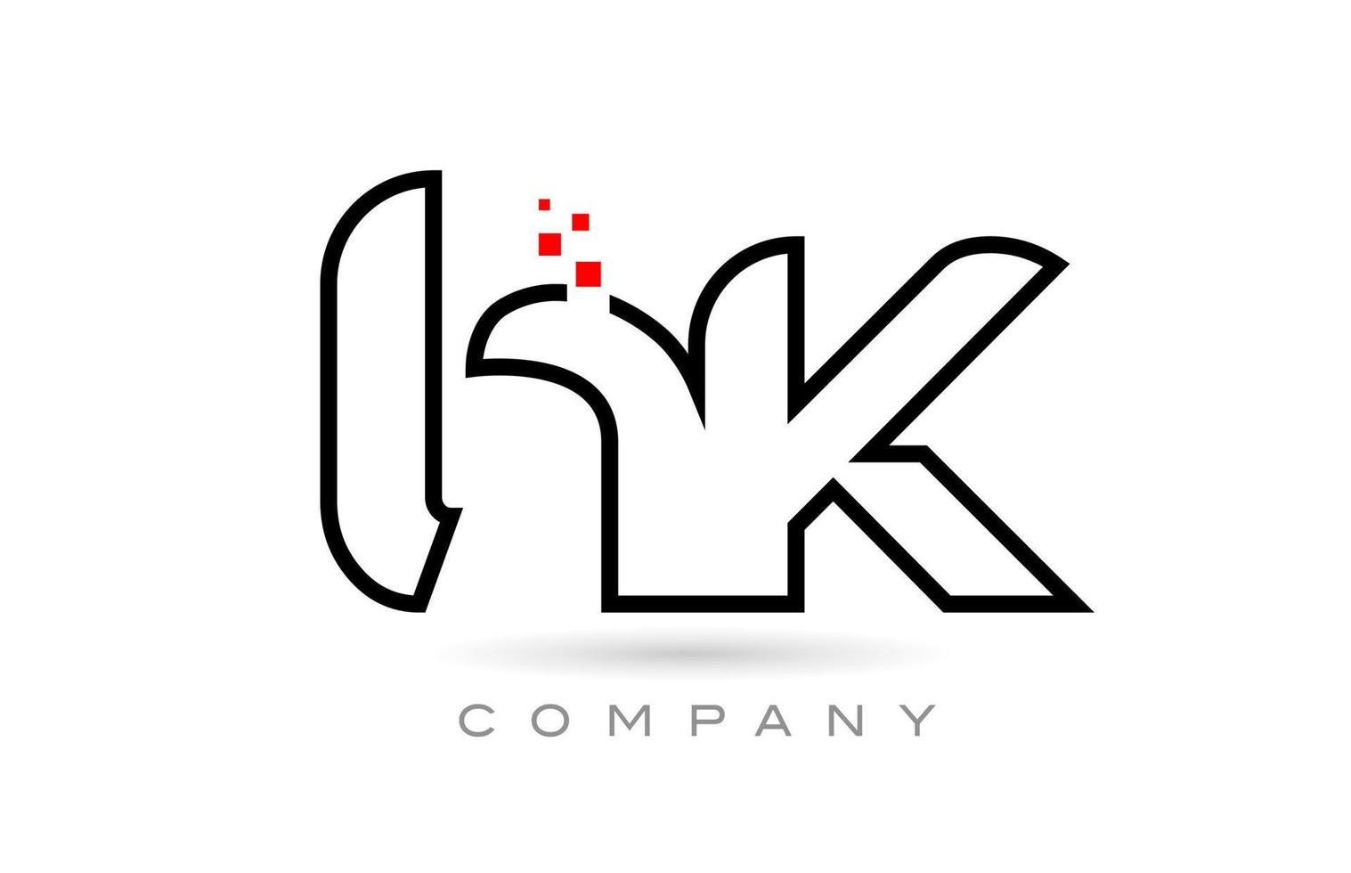 HK collegato alfabeto lettera logo icona combinazione design con puntini e rosso colore. creativo modello per azienda e attività commerciale vettore