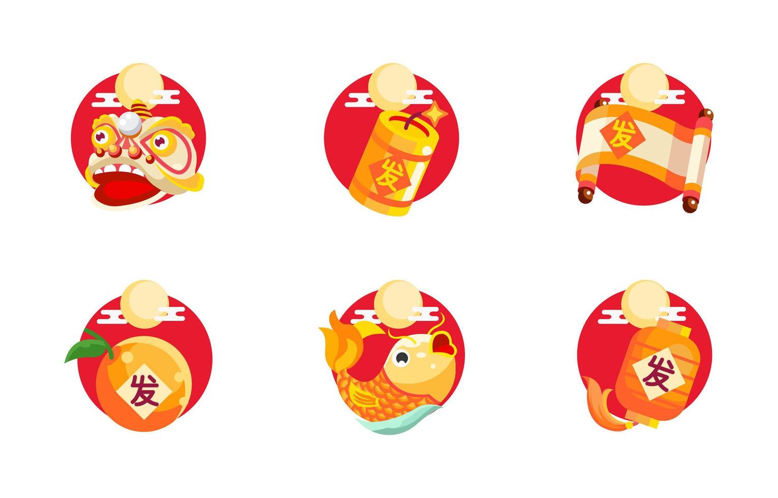 set di icone del nuovo anno cinese vettore