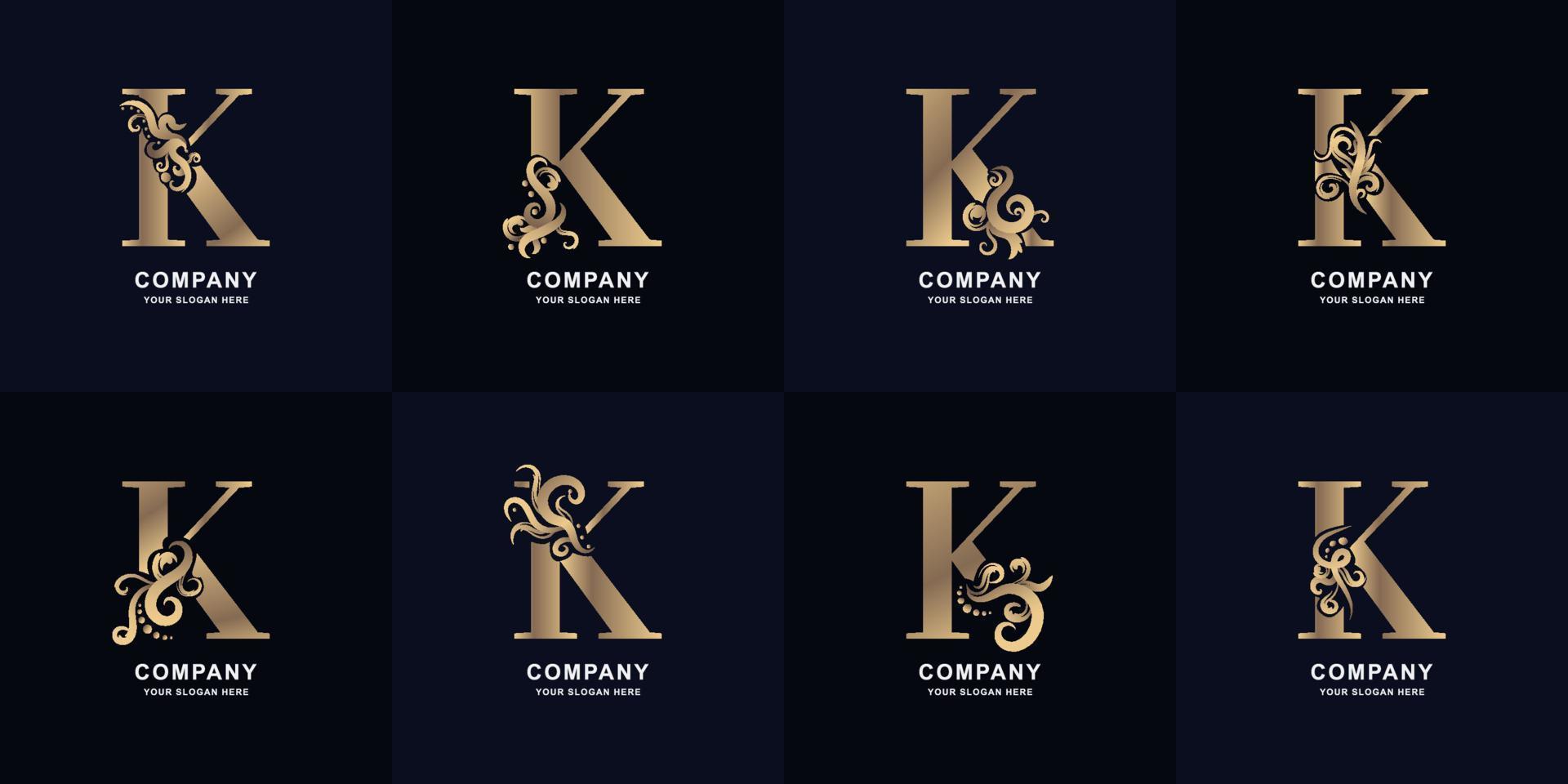 collezione lettera K logo con lusso ornamento design vettore