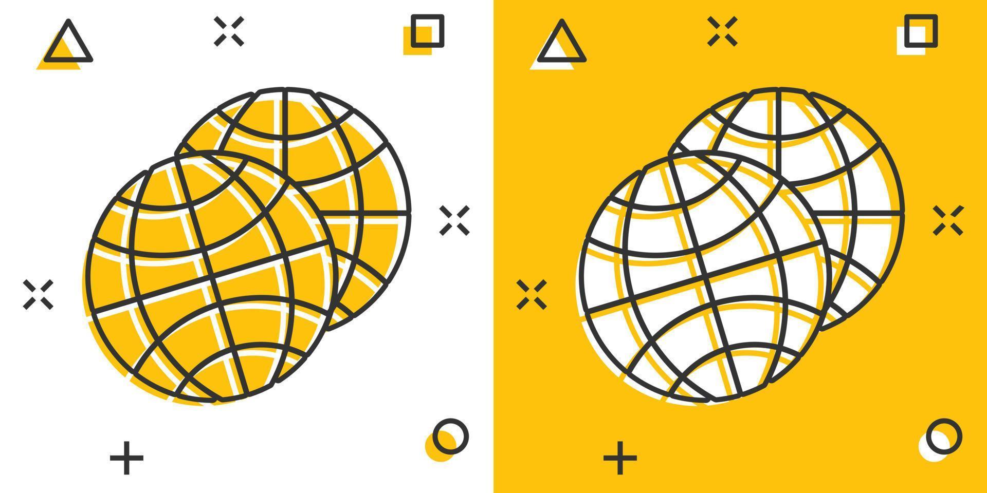 terra pianeta icona nel comico stile. globo geografico cartone animato vettore illustrazione su bianca isolato sfondo. globale comunicazione spruzzo effetto attività commerciale concetto.