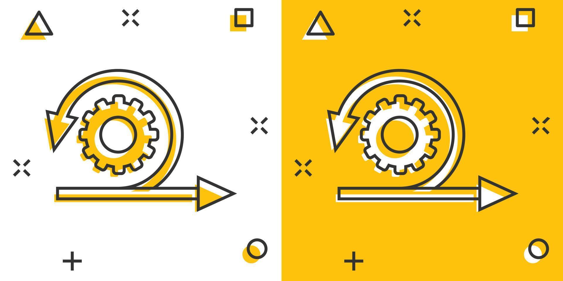 agile icona nel comico stile. flessibile cartone animato vettore illustrazione su bianca isolato sfondo. freccia ciclo spruzzo effetto attività commerciale concetto.