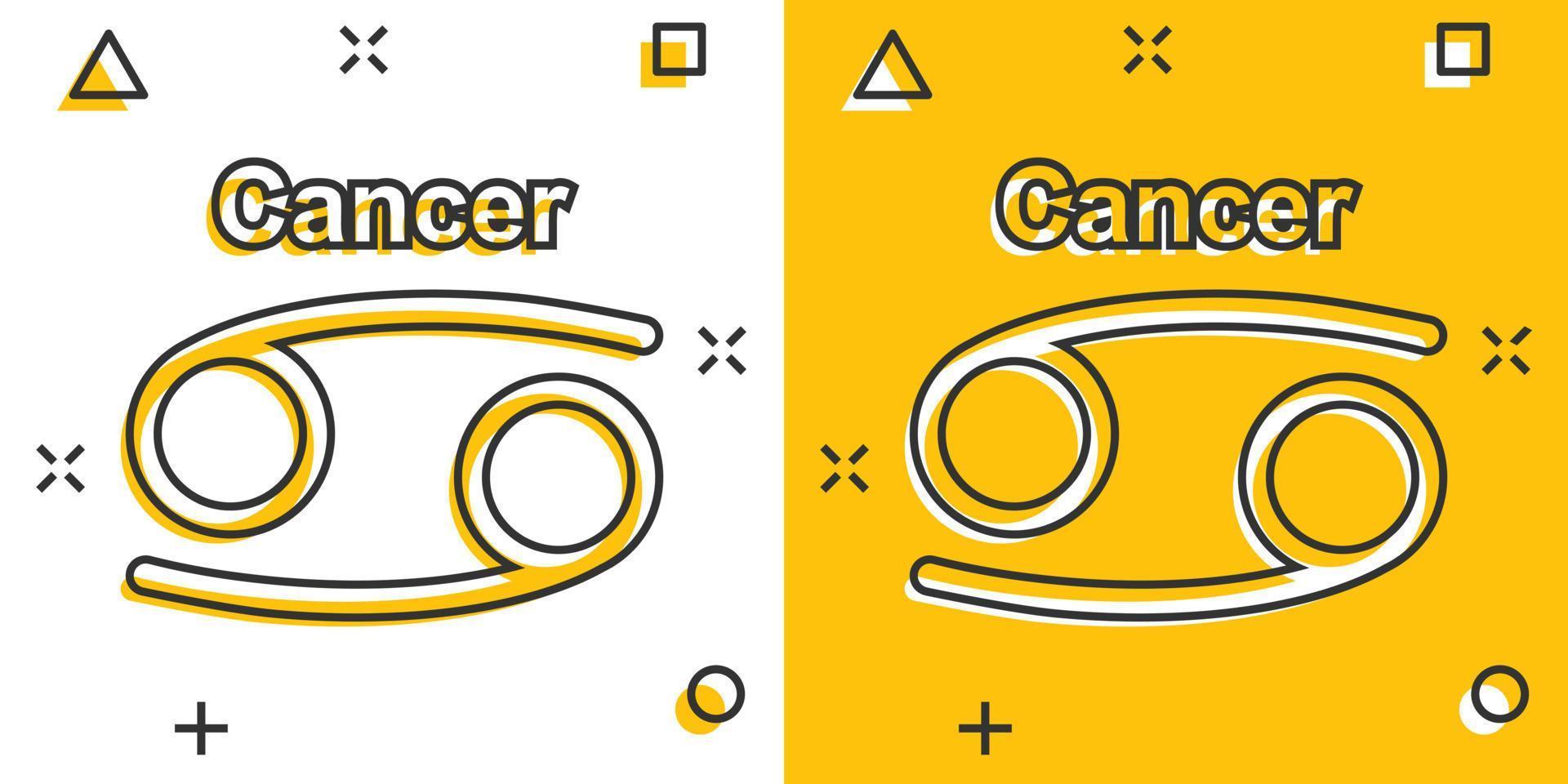 vettore cartone animato cancro zodiaco icona nel comico stile. astrologia cartello illustrazione pittogramma. cancro oroscopo attività commerciale spruzzo effetto concetto.