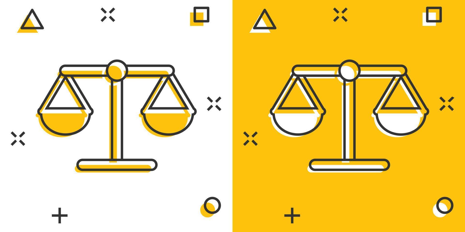 vettore cartone animato scala pesatore icona nel comico stile. pesatore cartello illustrazione pittogramma. equilibrio attività commerciale spruzzo effetto concetto.