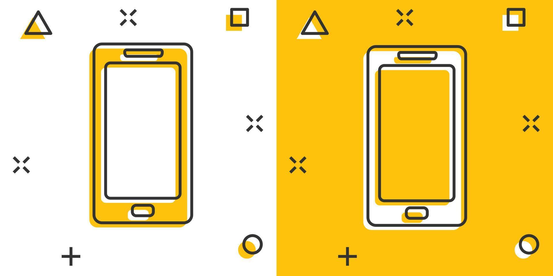 cartone animato smartphone icona nel comico stile. mobile Telefono illustrazione pittogramma. smartphone spruzzo attività commerciale concetto. vettore