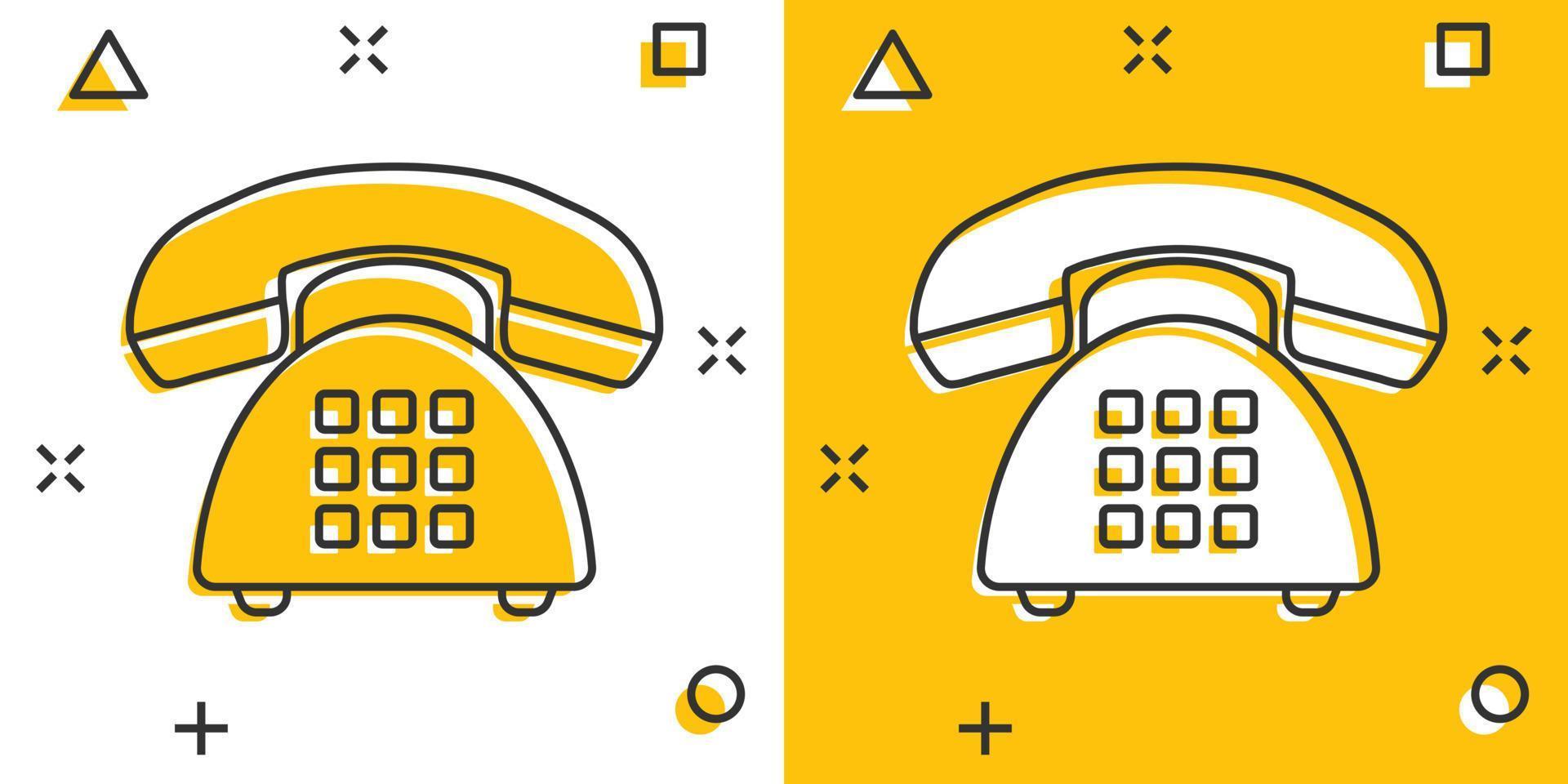 vettore cartone animato Telefono icona nel comico stile. telefono cartello illustrazione pittogramma. Telefono attività commerciale spruzzo effetto concetto.