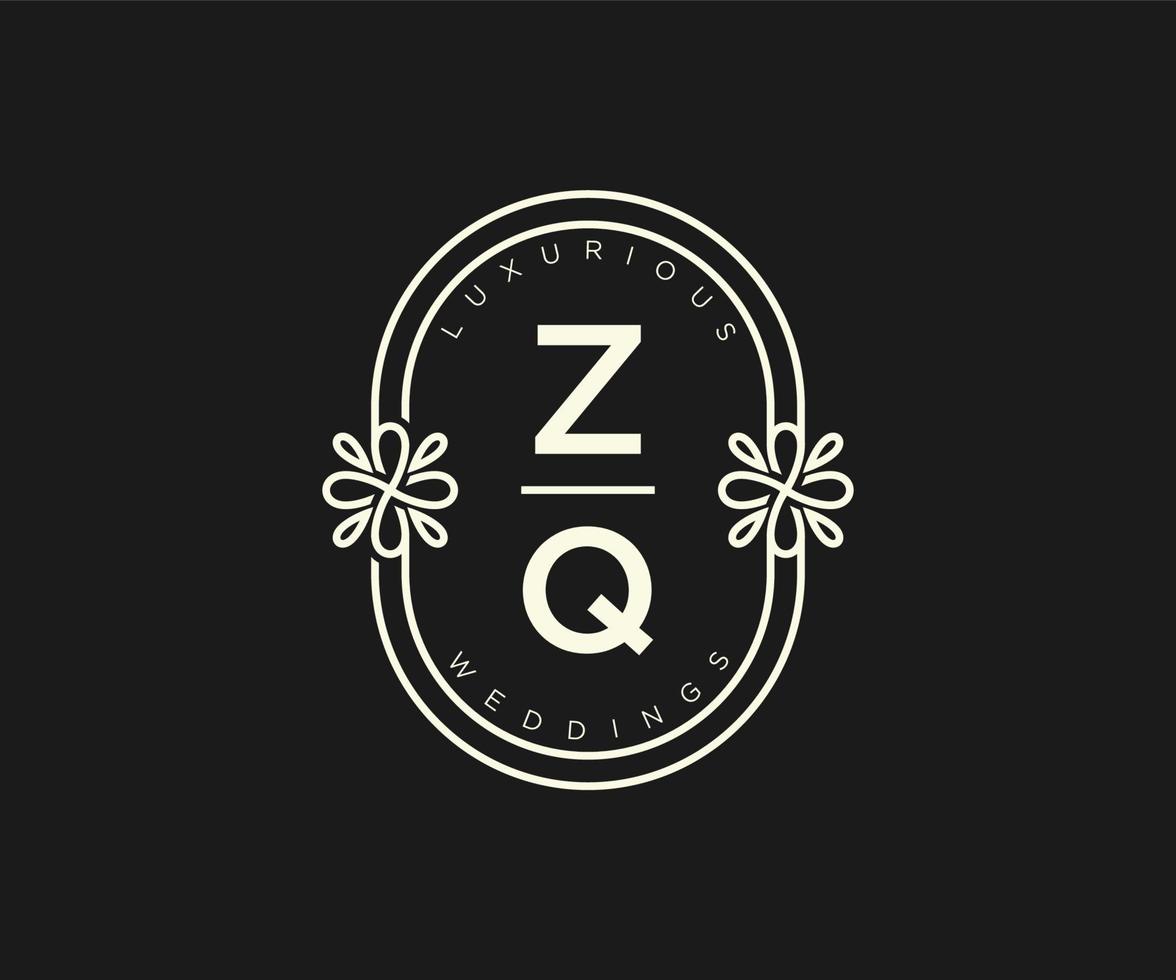 zq iniziali lettera nozze monogramma loghi modello, mano disegnato moderno minimalista e floreale modelli per invito carte, Salva il Data, elegante identità. vettore