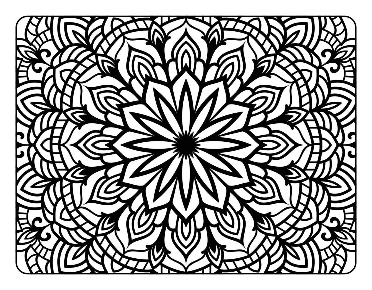 colorazione pagina per adulto, colorazione libro pagina con floreale mandala modello arte, adulto mandala colorazione pagina per rilassamento vettore