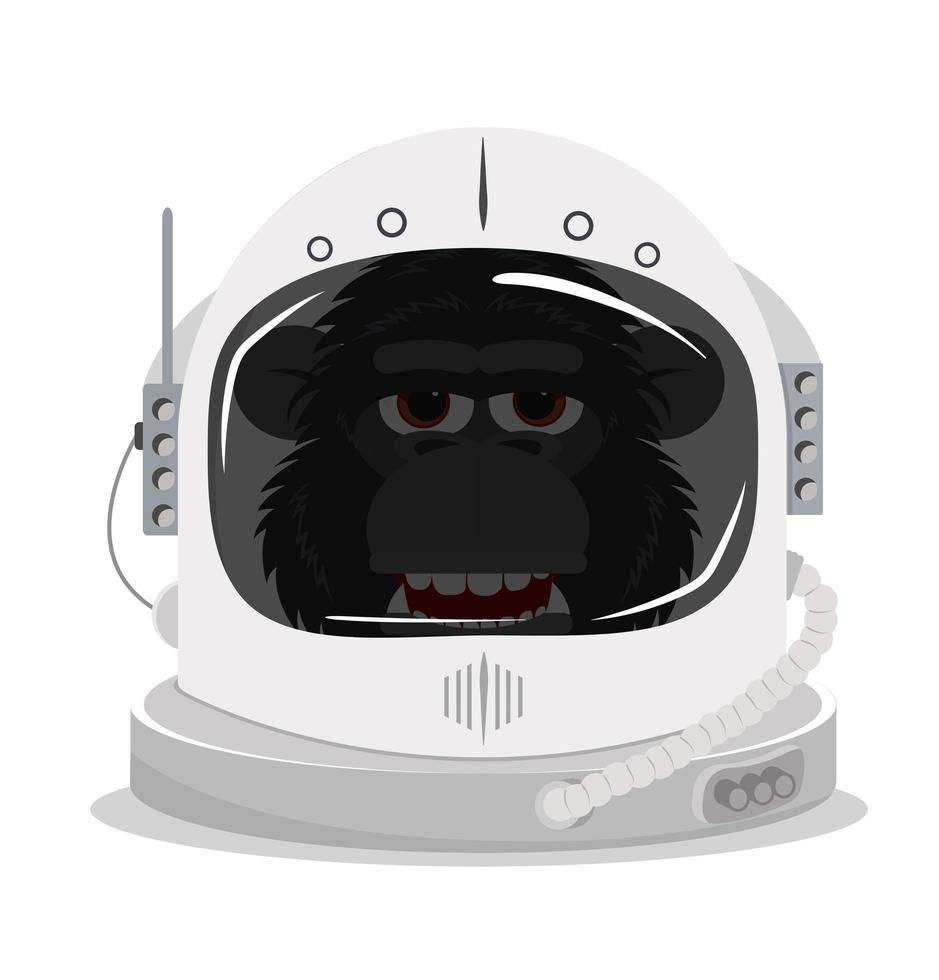scimpanzé in un casco spaziale da astronauta vettore