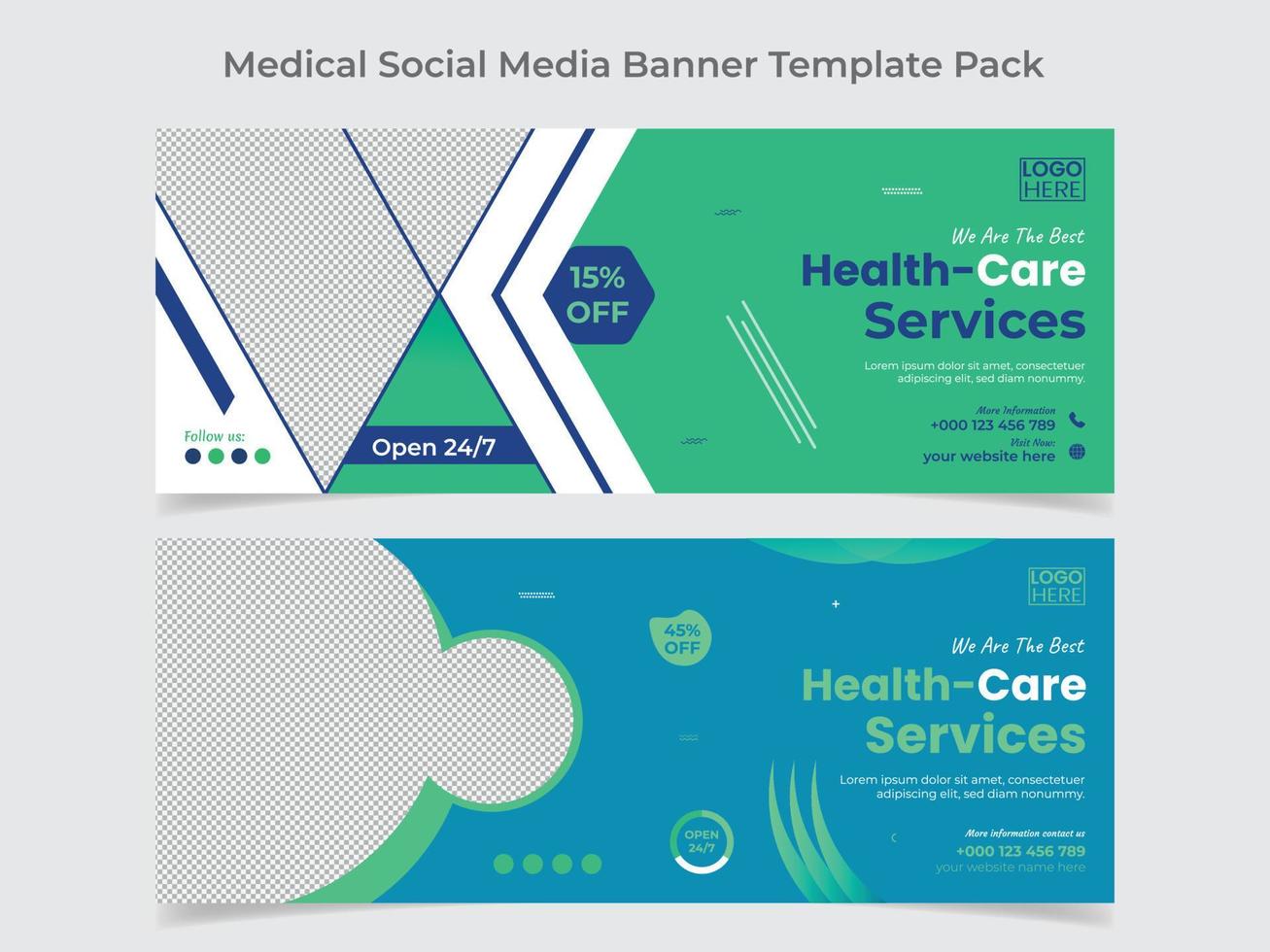 medico assistenza sanitaria sociale media copertina design e ragnatela bandiera design modello vettore