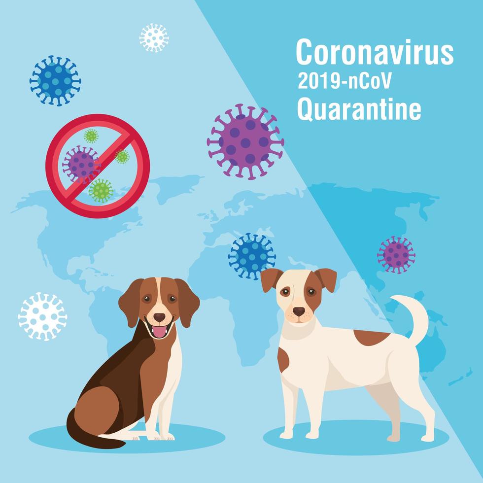 quarantine 2019 ncov campaign with dogs vettore