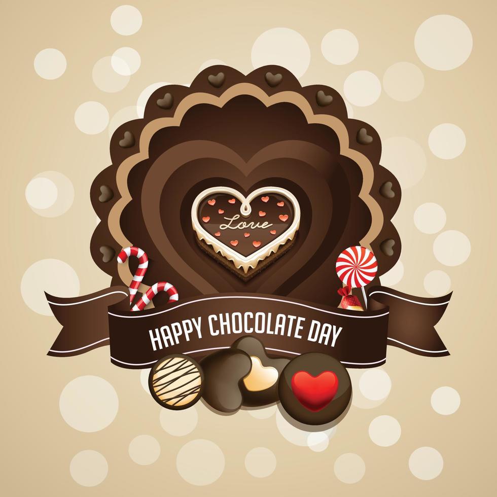 deliziosa giornata di cioccolato felice. Chocolate Day, è una celebrazione annuale del cioccolato, che si svolge in tutto il mondo il 7 luglio vettore