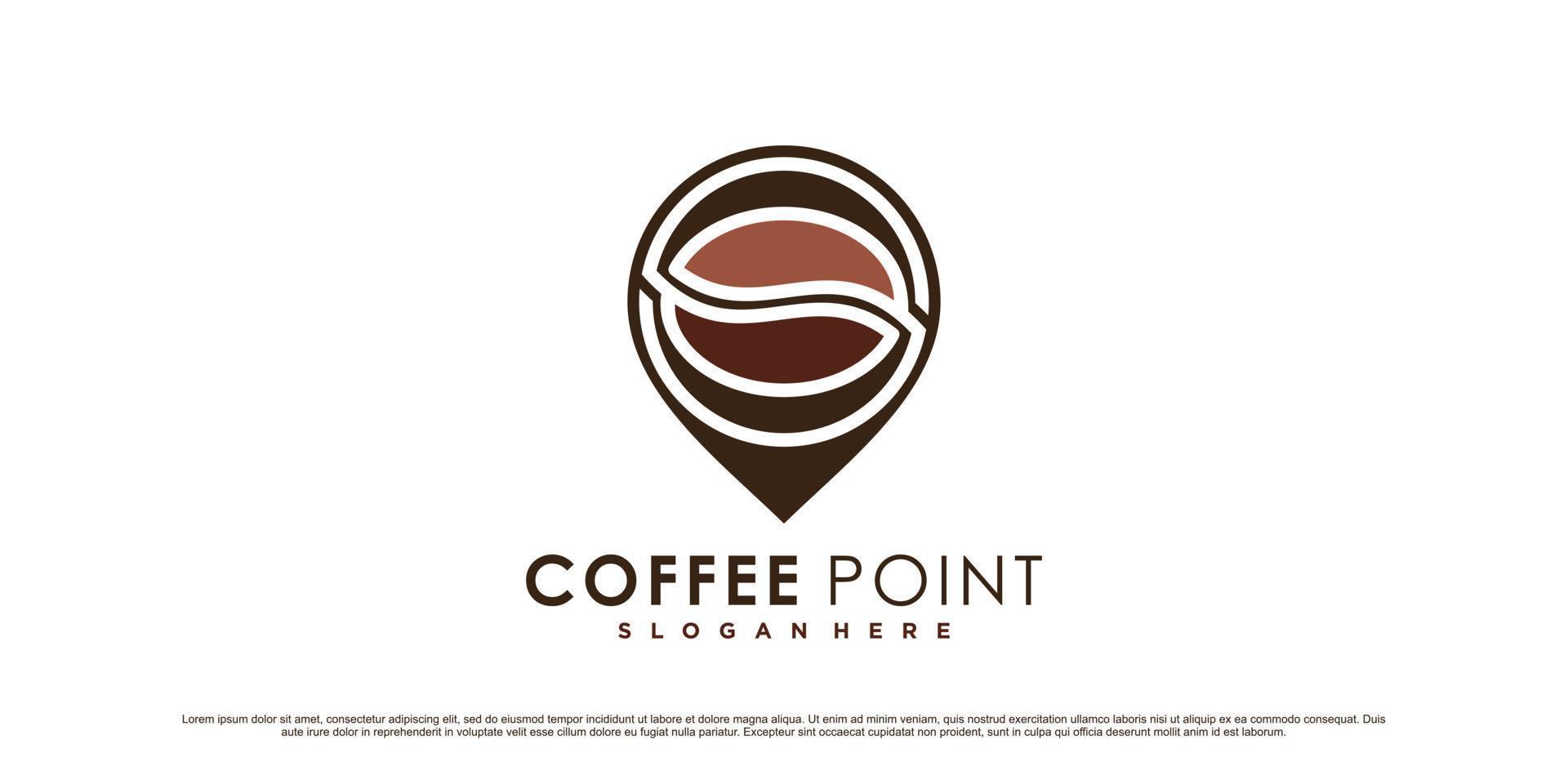 caffè logo design modello con perno punto Posizione e creativo concetto vettore