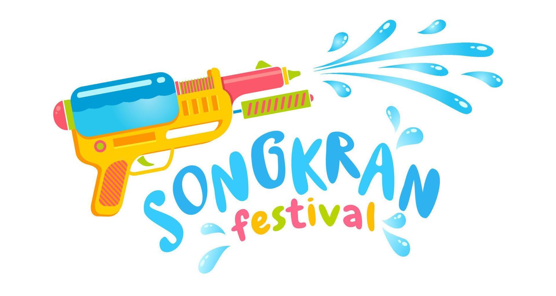 vettore logo con acqua pistola per Songkran Festival nel Tailandia