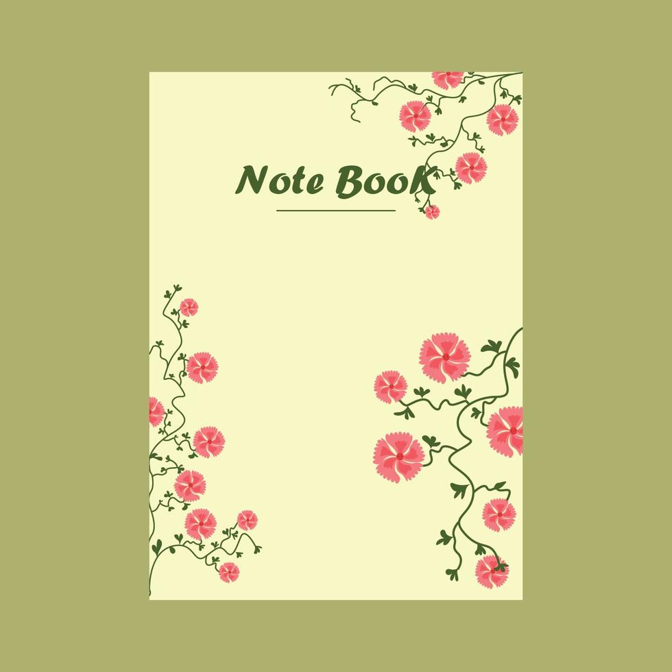 natura stile Nota libro copertina vettore design con fiore foglia vettore