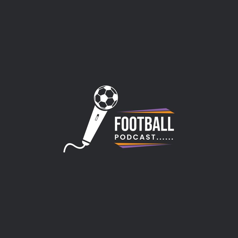 Podcast logo vettore icona silhouette mic con gli sport sfera. logo design