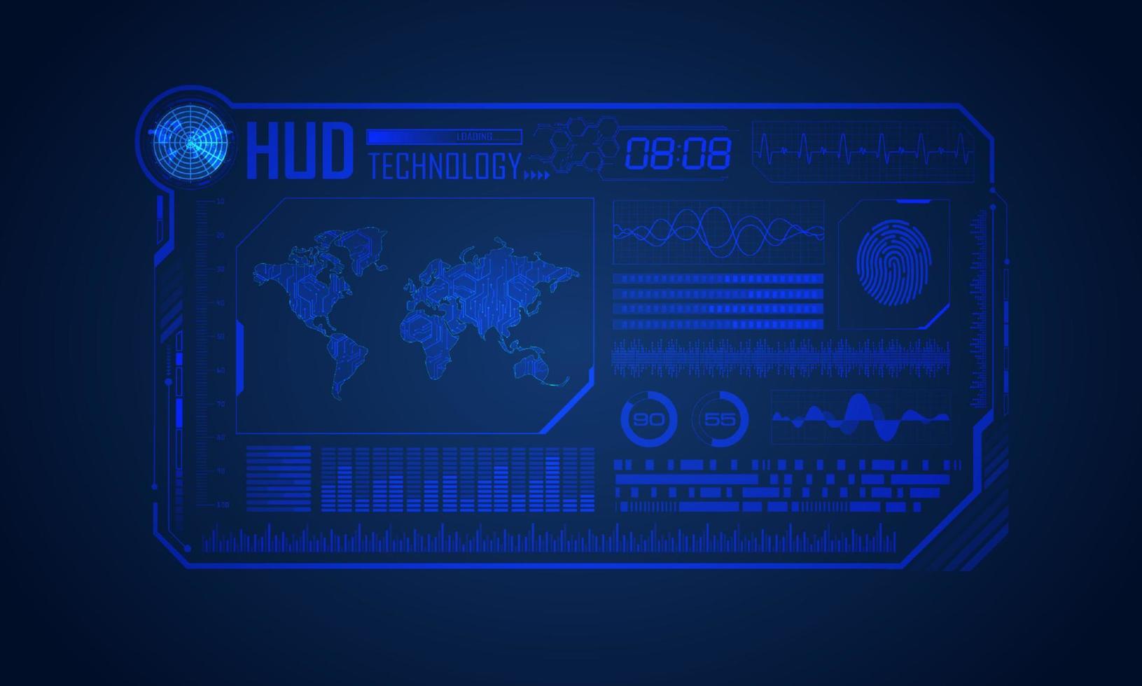 blu moderno hud tecnologia schermo sfondo vettore