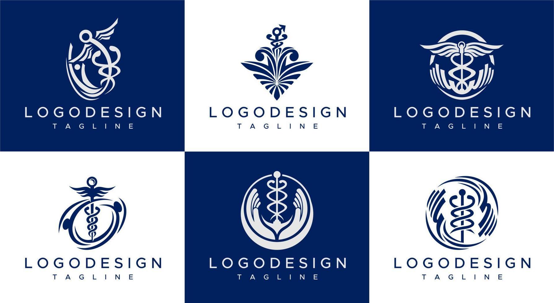 medico logo simbolo design impostare. farmacia logo design collezione. vettore