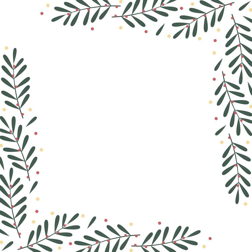 allegro christma telaio. elegante allegro Natale e nuovo anno 2024 carte con pino ghirlanda, vischio, inverno impianti design illustrazione per saluti carta. vettore