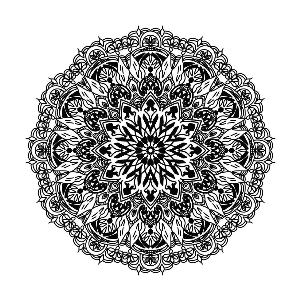 mandala colorazione libro. sfondo disegno, piastrella modello, camicia, saluto carta, etichetta, pizzo modello e tatuaggio. decorazione per interno design. vettore etnico orientale cerchio ornamento. bianca sfondo