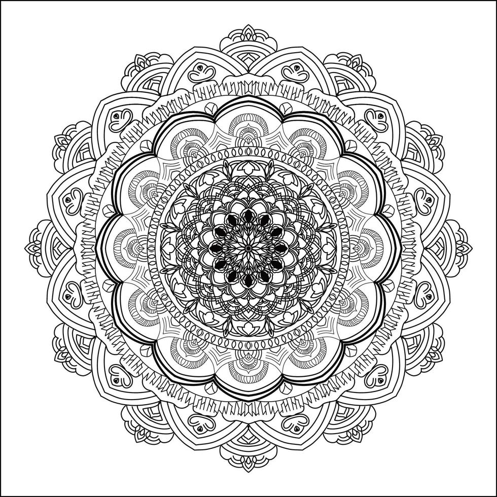 mandala colorazione libro. sfondo disegno, piastrella modello, camicia, saluto carta, etichetta, pizzo modello e tatuaggio. decorazione per interno design. vettore etnico orientale cerchio ornamento. bianca sfondo