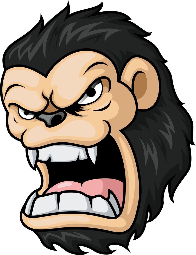 arrabbiato gorilla testa cartone animato portafortuna vettore