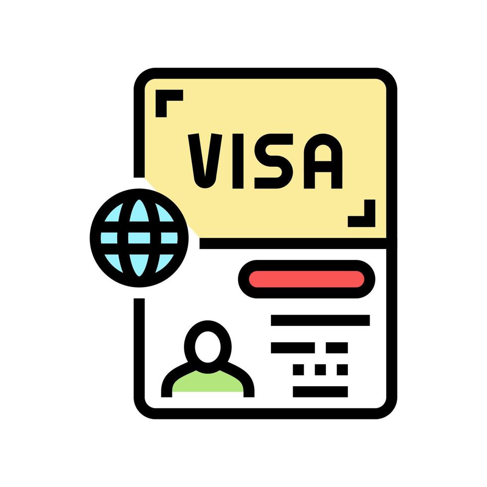 permettendo documento Visa colore icona vettore illustrazione