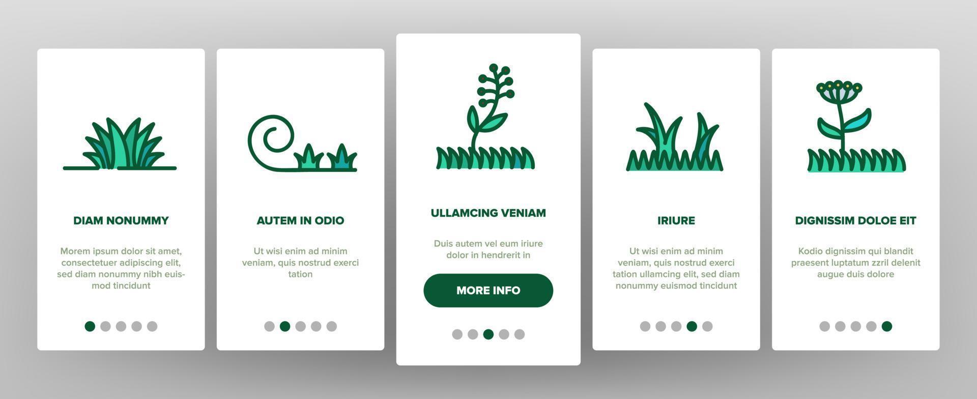 erba prato pianta onboarding icone impostato vettore